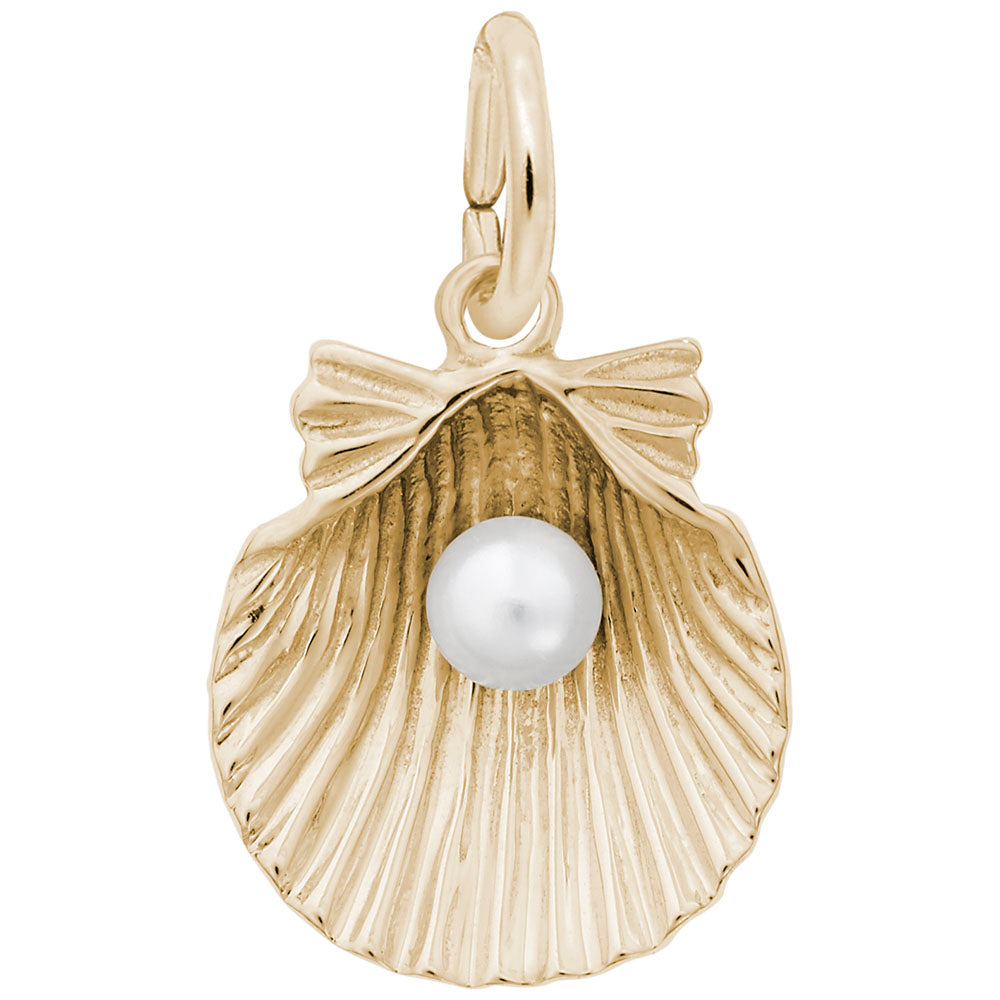 10kt or 14kt Shell With Pearl Charm #0508