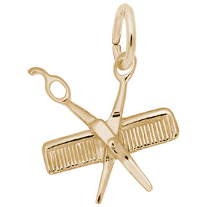 10kt or 14kt Gold Petite Comb and Scissors Charm #0799