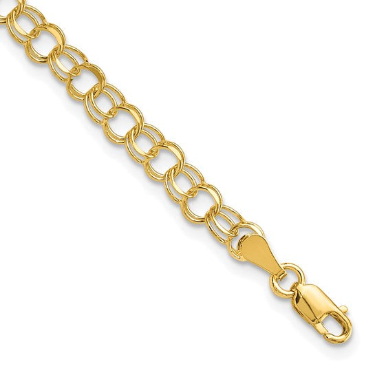 10 Karat Solid Double Link Charm Bracelet