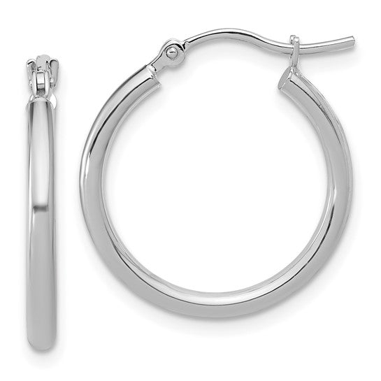 Leslie's 10K White Gold Polished Hinged Hoop Earrings