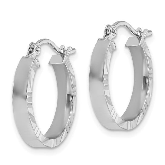 Leslie's 10k White Gold 3mm D/C Edge Polished Hoop Earrings in 3 Sizes