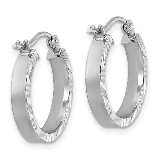 Leslie's 10k White Gold 3mm D/C Edge Polished Hoop Earrings in 3 Sizes