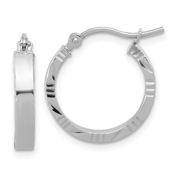 Leslie's 10k White Gold 3mm D/C Edge Polished Hoop Earrings in 3 Sizes