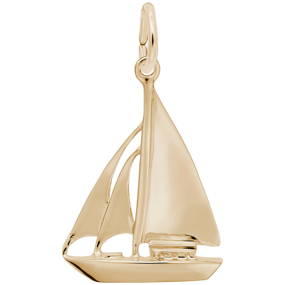 10kt Yellow Gold Sailboat Charm #1414