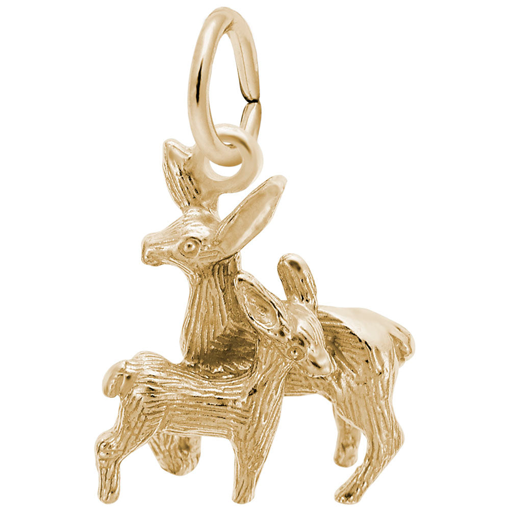 10kt Yellow Gold Deer, Doe and Fawn Charm #2212