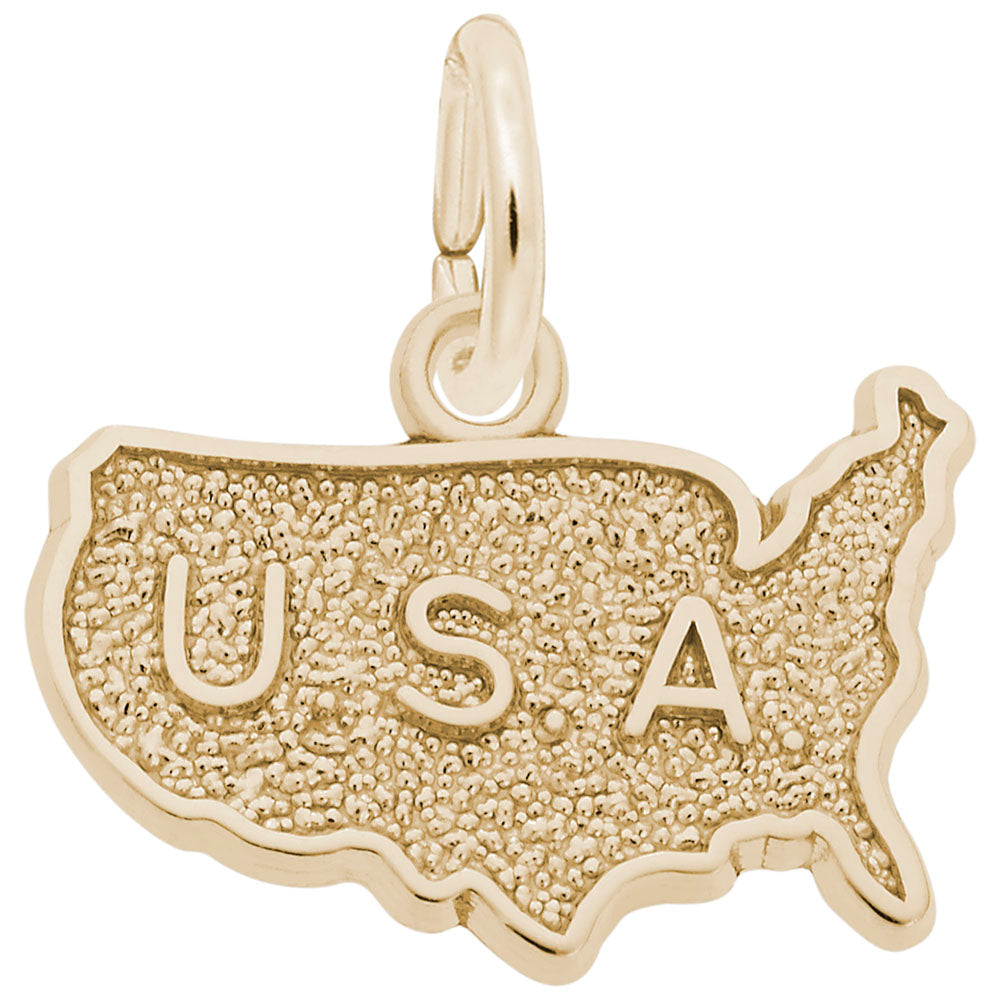 10kt or 14kt Gold USA Map Charm #2351