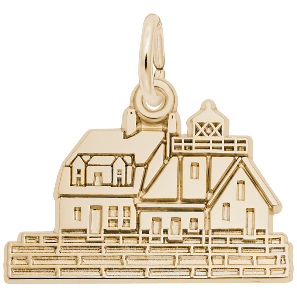 10kt Yellow Gold Rockland Lighthouse Charm #2652