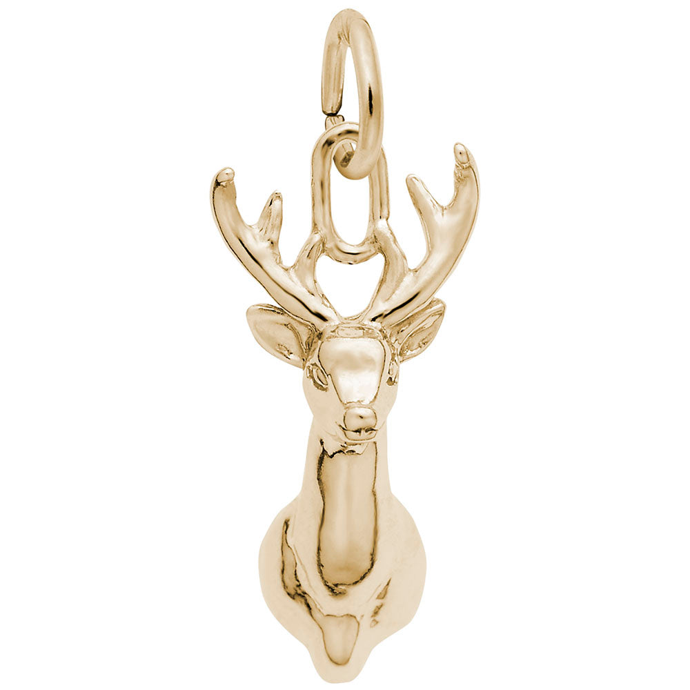 10kt Yellow Gold Deer Head Mount Charm 3308