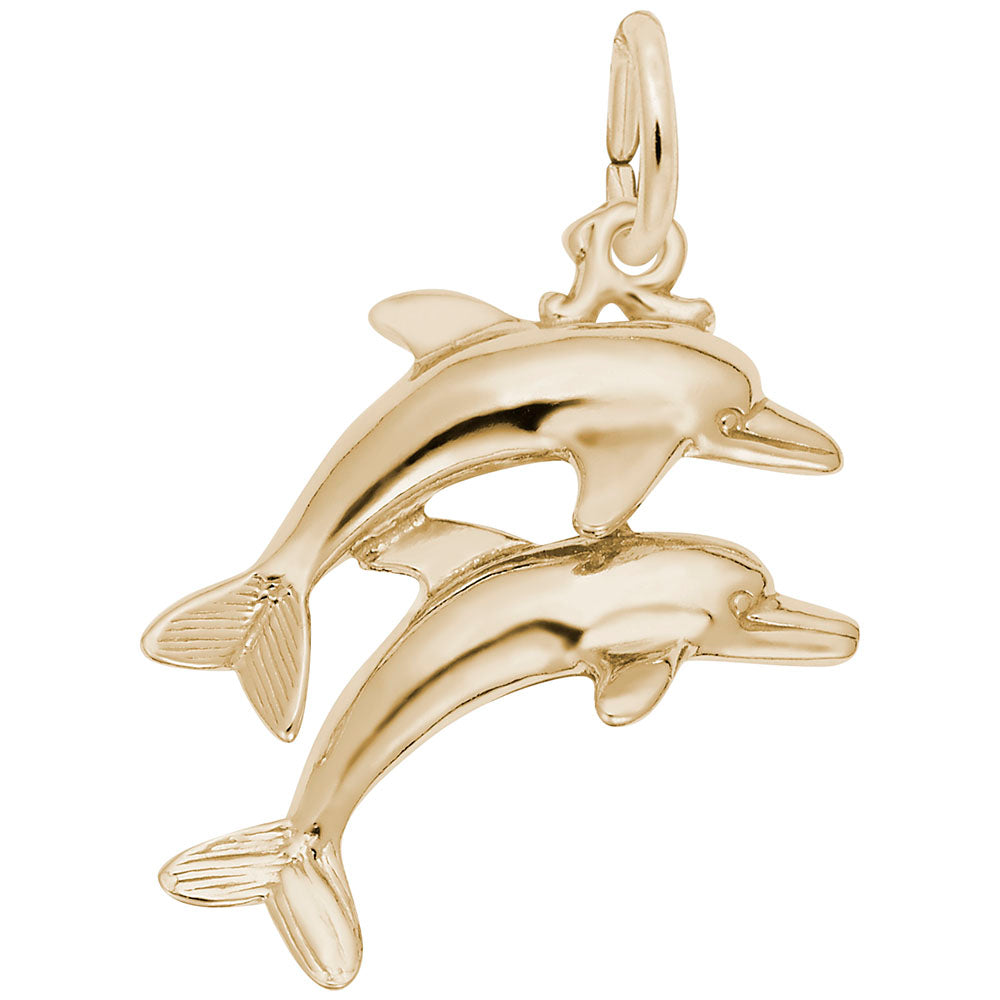 10kt Yellow Gold Two Dolphins Charm #3568