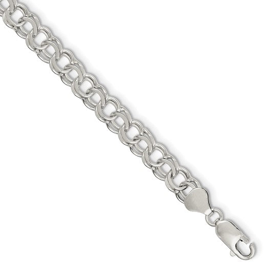 Sterling Silver 7.6mm Double Link Charm Bracelet