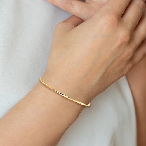 Buy Gold Bangle Bracelet, 4MM, 10K Solid White Gold Twist Bangle, Oval  Swirl Bracelet, Birthday Gift for Women, for Wife Online in India - Etsy