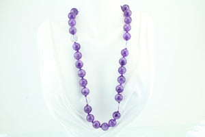 19" Amethyst & Crystal Quartz Beaded Necklace