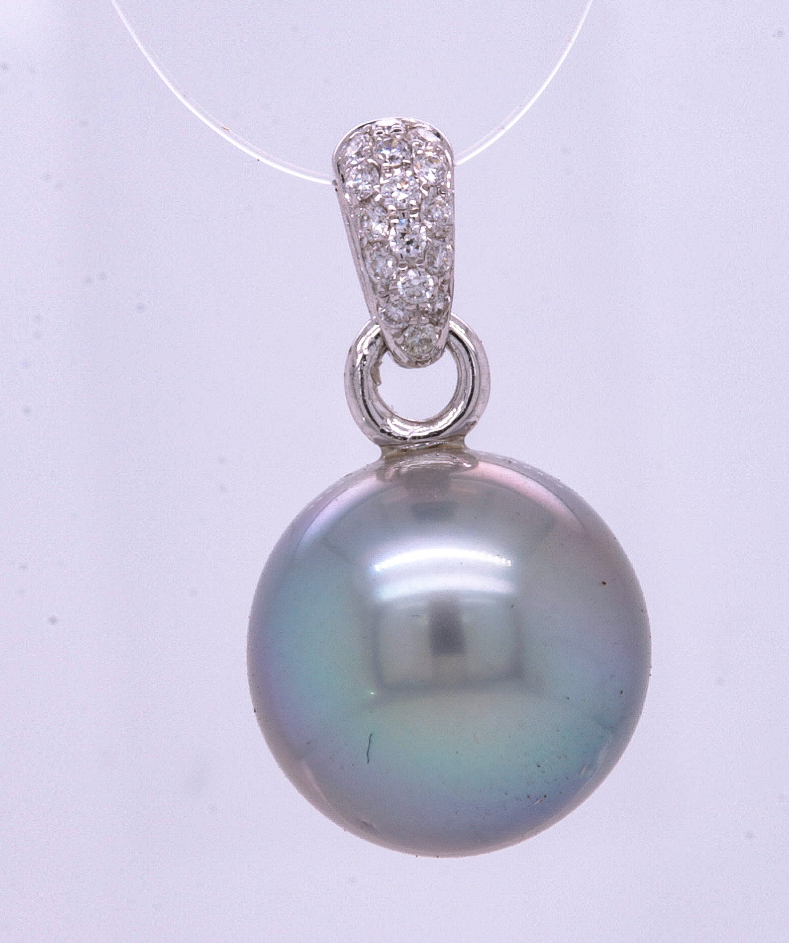 Cook Island South Sea Pearl and Diamond 18kt White Gold Pendant